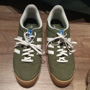 Adidas Samoa Men's Olive Green Sneakers with White Stripes
